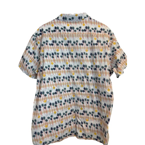 Cotton & Co Mens XL Palm Tree Sun Print Button Down Shirt Tropical Short Sleeve - Picture 4 of 8